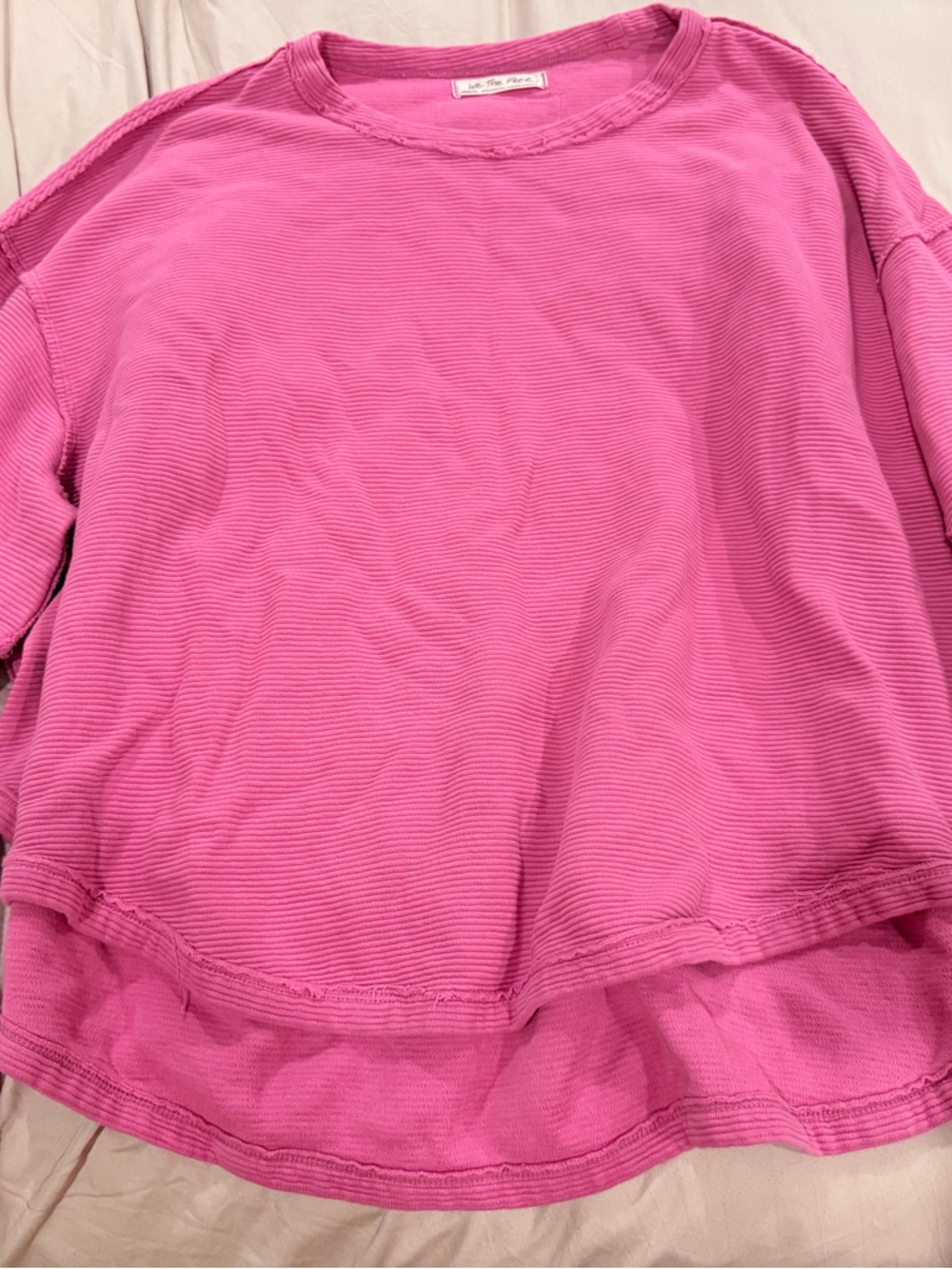 We The Free Medium Hot Pink Ribbed Crewneck